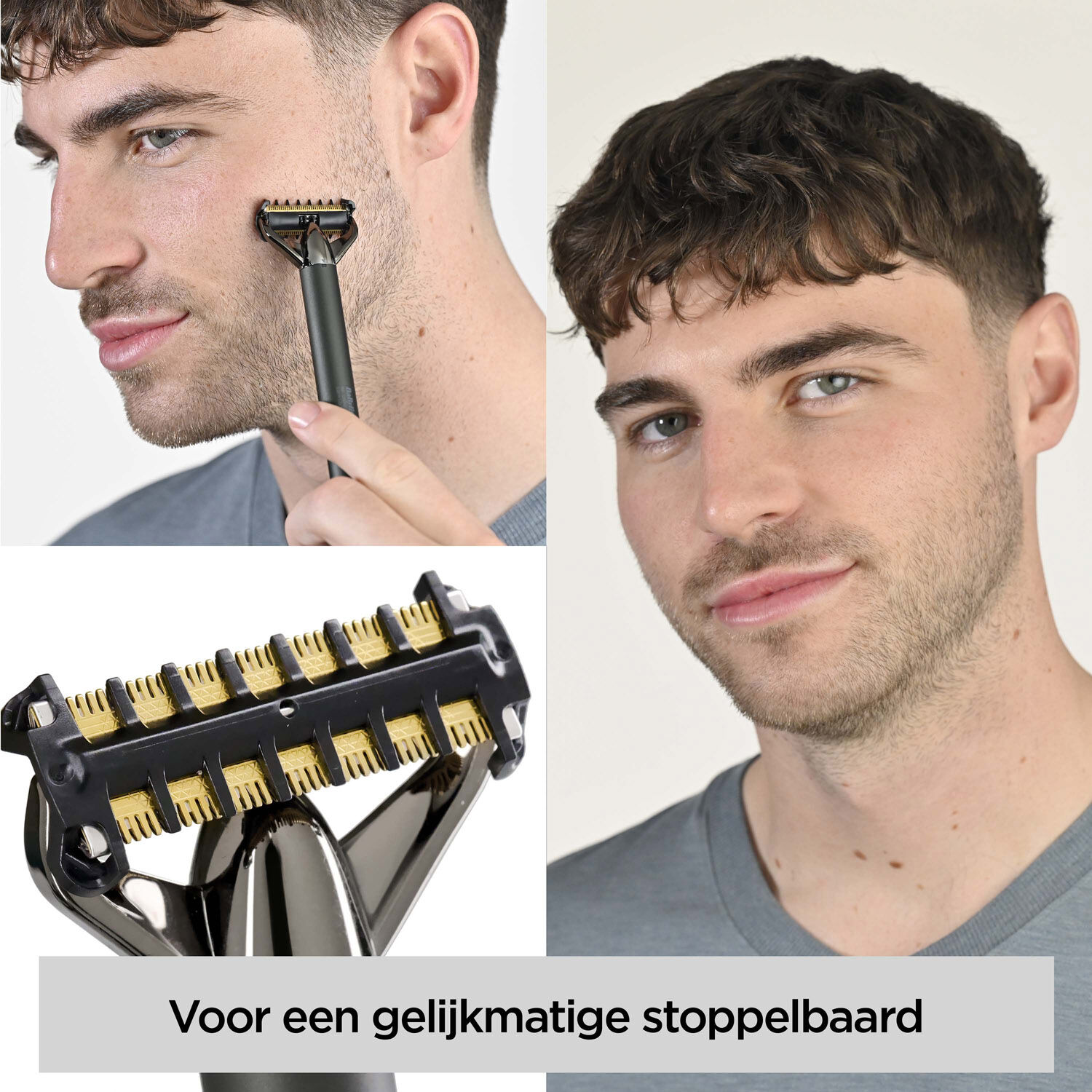 FLEXIBEL MES - 
Het 50&deg; flexibel beweegbare mes volgt de contouren van het gezicht voor glad, comfortabel scheren en trimmen.